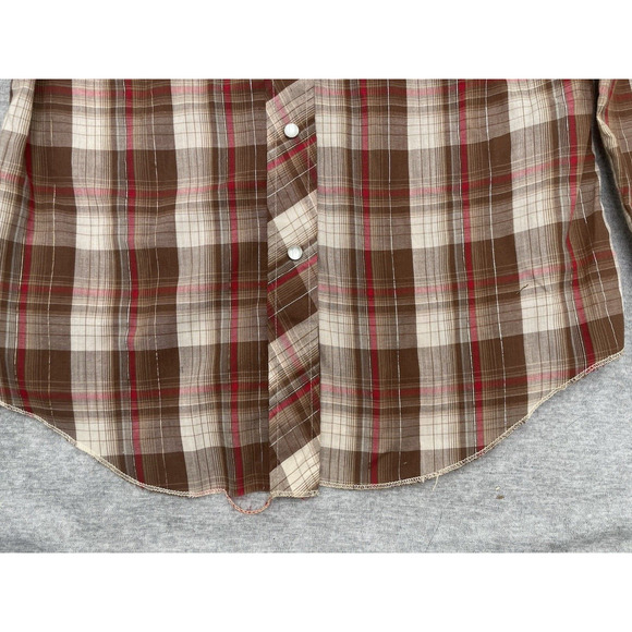 VTG H Bar C Ranchwear Men's Pearl Snap Shirt Permanent Press Long Tail USA - Picture 4 of 16